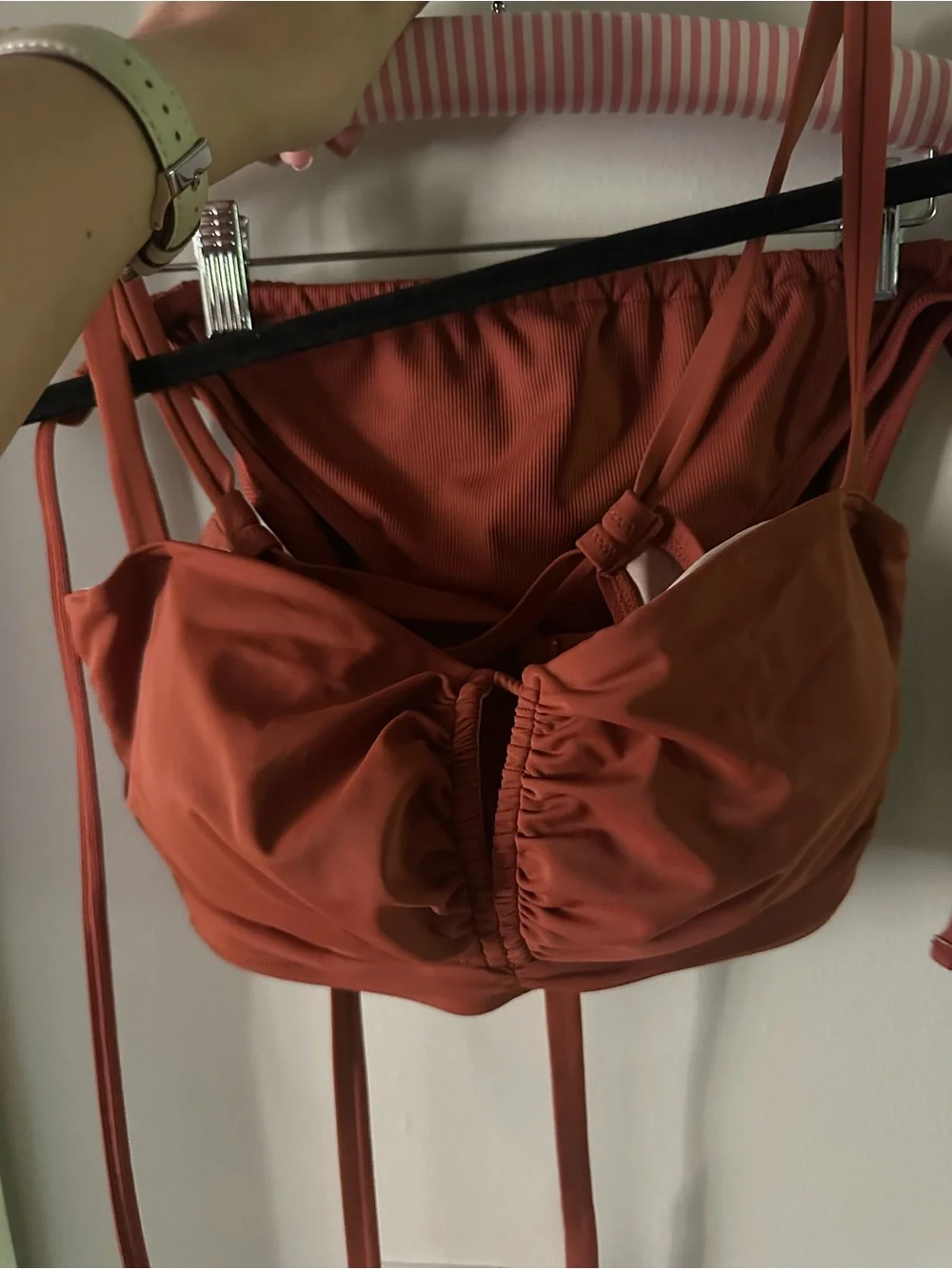 Shade & Shore Rust Bikini Top with Gathered Detail - Picture 1 of 6